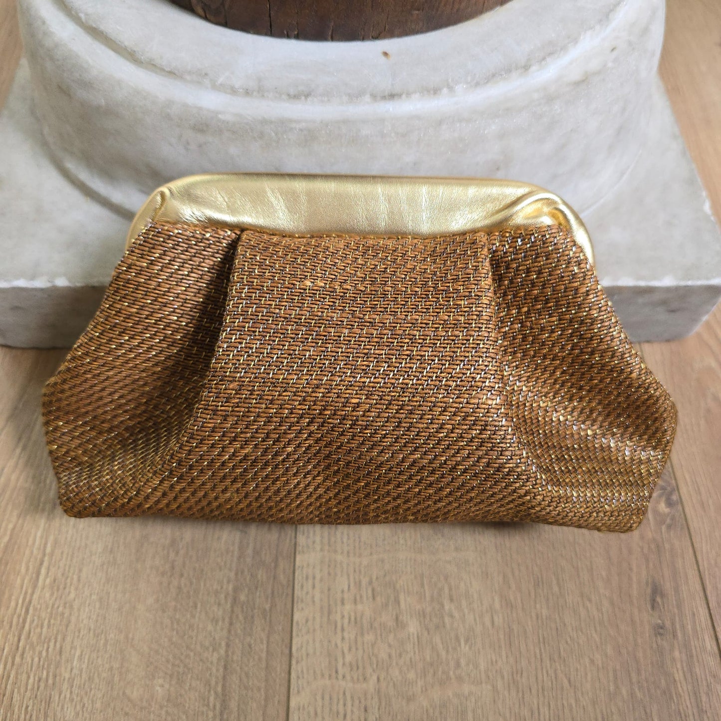 Mini Boffina Bag in intrecciato corda e oro