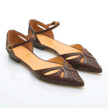 Celeste in pelle intrecciata marrone