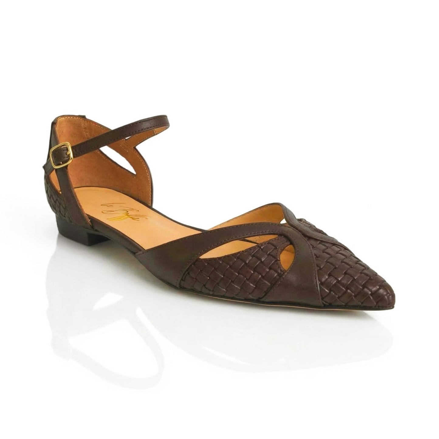 Celeste in pelle intrecciata marrone