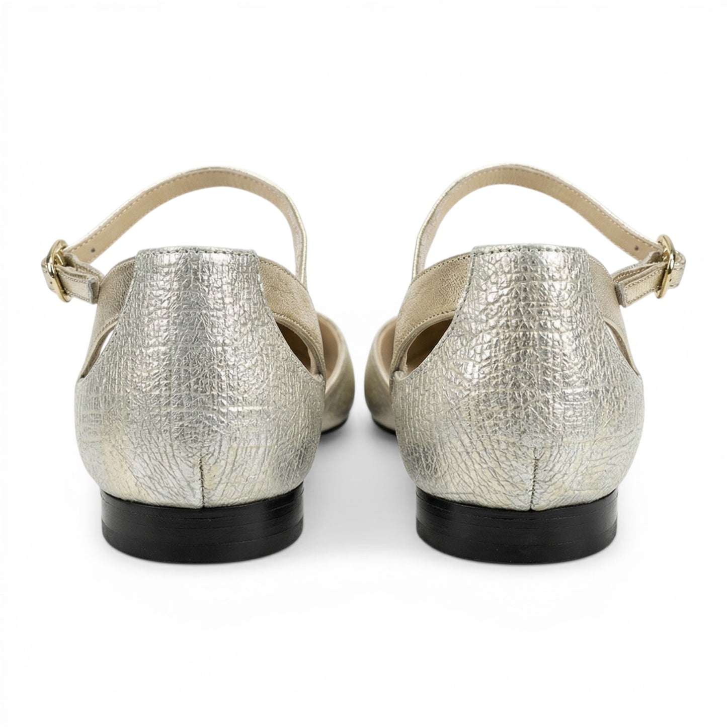 Celeste in pelle platino e oro