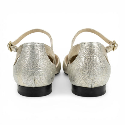 Celeste in pelle platino e oro