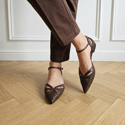 Celeste in pelle intrecciata marrone