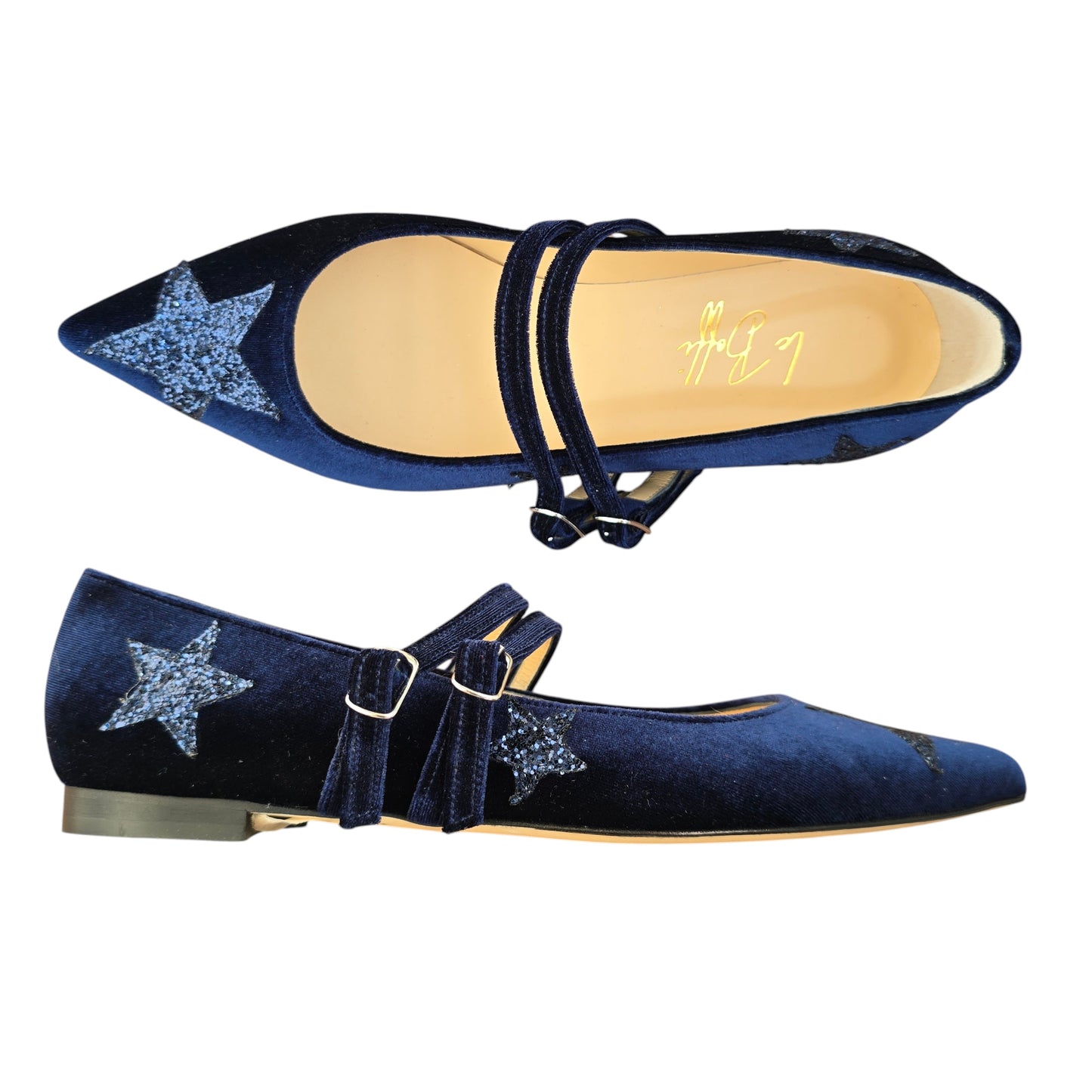 Elisa in velluto blu con stelle glitter