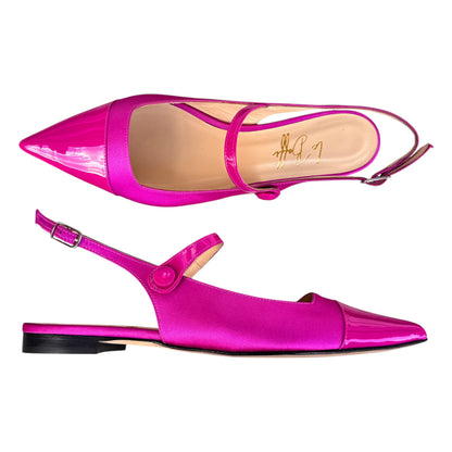 Emma slingback in raso fucsia