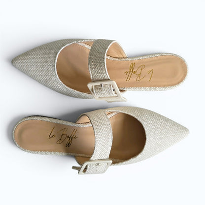 Ginevra mule in intrecciato bianco latte PREORDINE