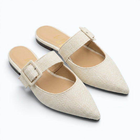 Ginevra mule in intrecciato bianco latte