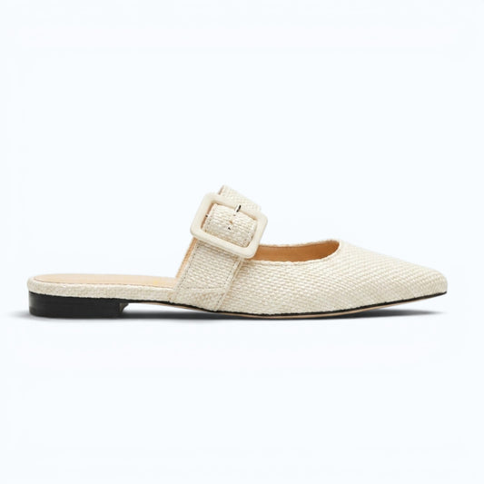 Ginevra mule in intrecciato bianco latte