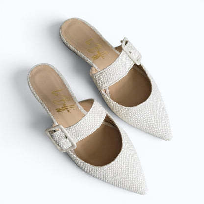 Ginevra mule in intrecciato bianco latte PREORDINE