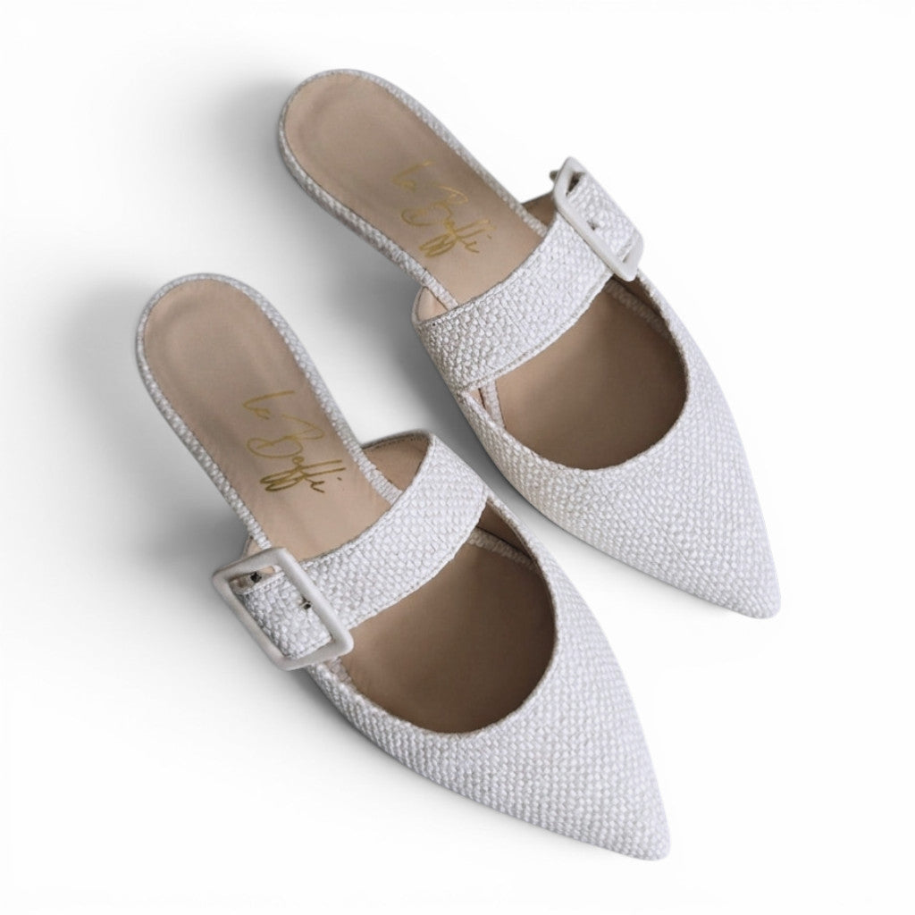 Ginevra mule in intrecciato bianco latte