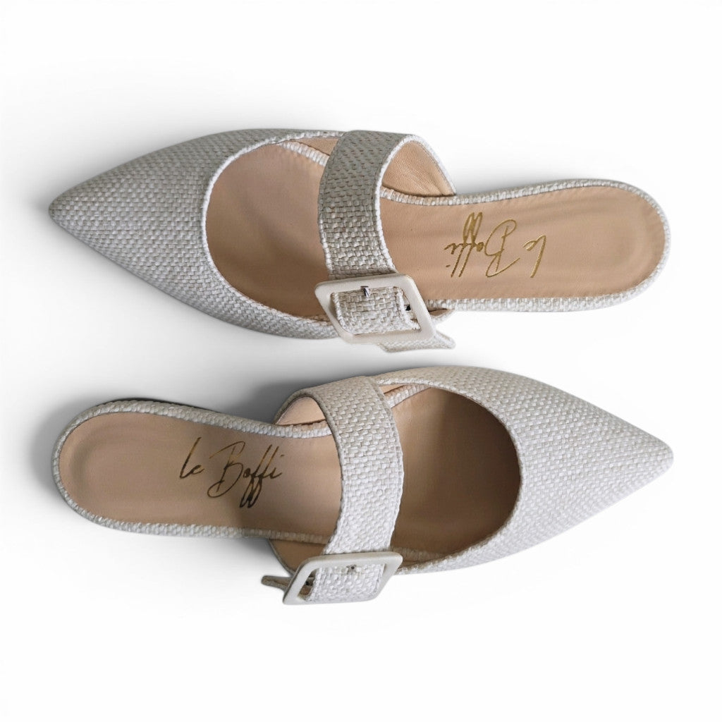 Ginevra mule in intrecciato bianco latte