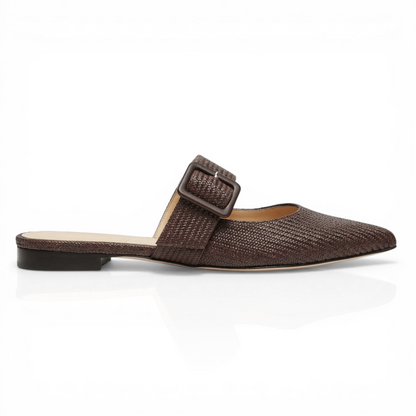 Ginevra mule in intrecciato ciocciolato