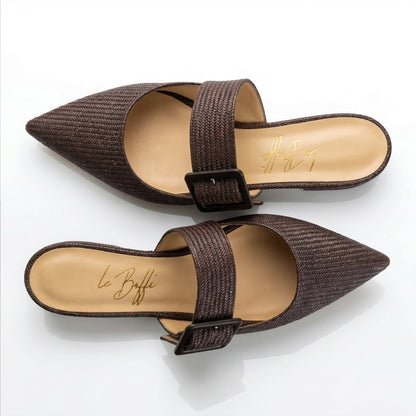 Ginevra mule in intrecciato ciocciolato