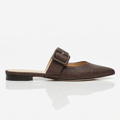 Ginevra mule in intrecciato ciocciolato