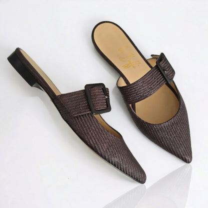 Ginevra mule in intrecciato ciocciolato