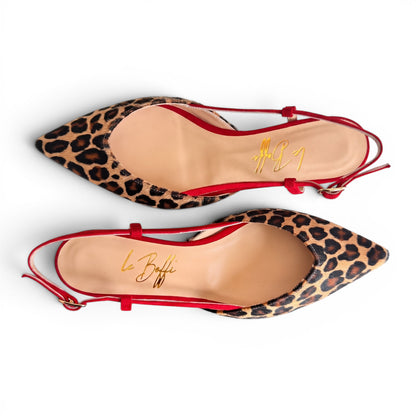 Gaia slingback in cavallino e rosso