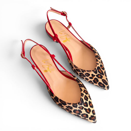 Gaia slingback in cavallino e rosso