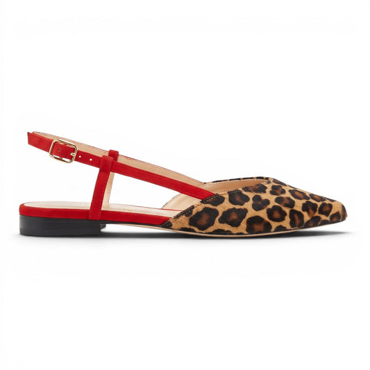 Gaia slingback in cavallino e rosso