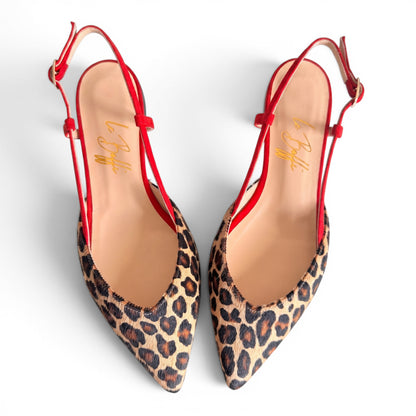 Gaia slingback in cavallino e rosso
