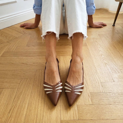 Giorgia cuoio e bianco