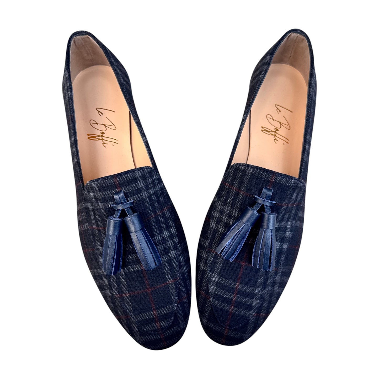 Olimpia in tessuto tartan blu