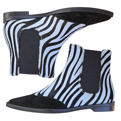 Diletta in cavallino zebra azzurro e camoscio nero