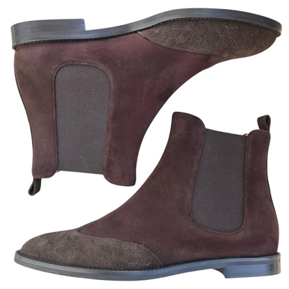 Allegra in camoscio marrone e punta in cocco scamosciato marrone