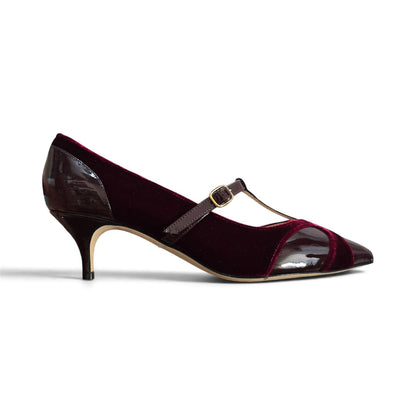 Vittoria ballerina 55 un velluto e verncie bordeaux