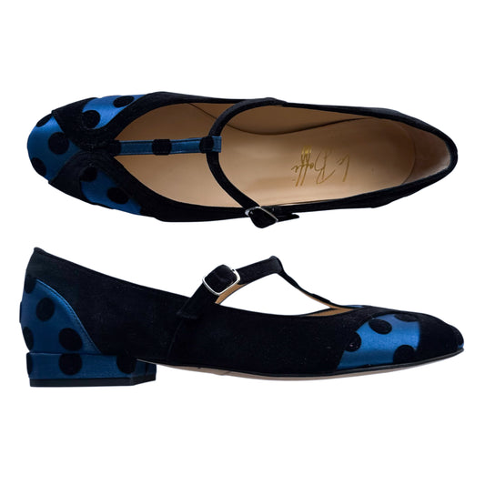 Vittoria tonda in raso bluette e velluto nero