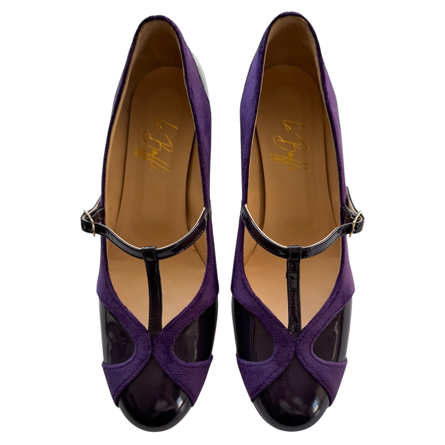 Vittoria Ballerina a punta tonda in velluto e vernice viola 55