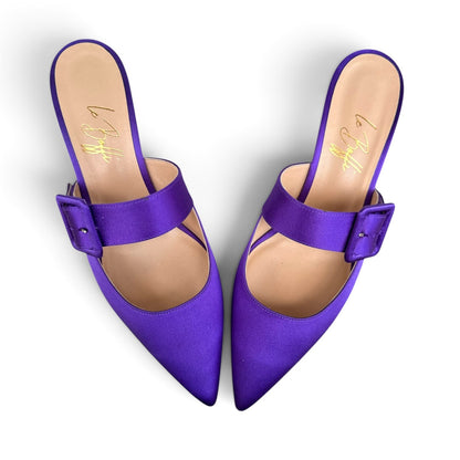 Ginevra mule 55 in raso viola