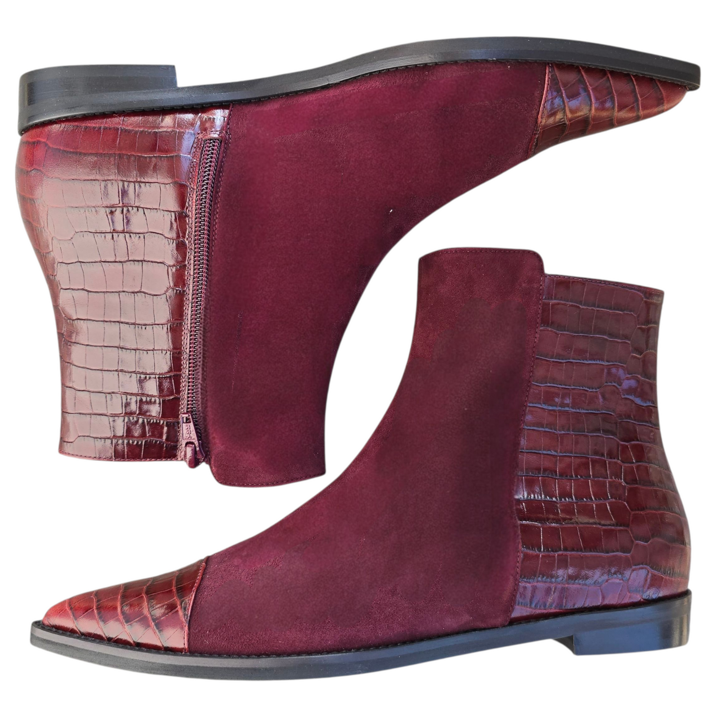 Sibilla in Camoscio terracotta e cocco burgundy