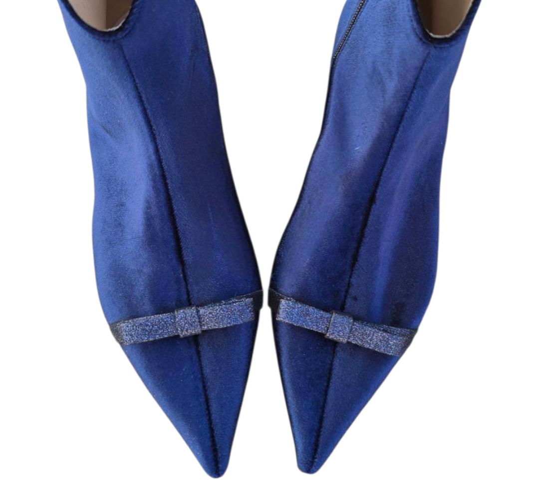 Nora in velluto blu e glitter fine blu