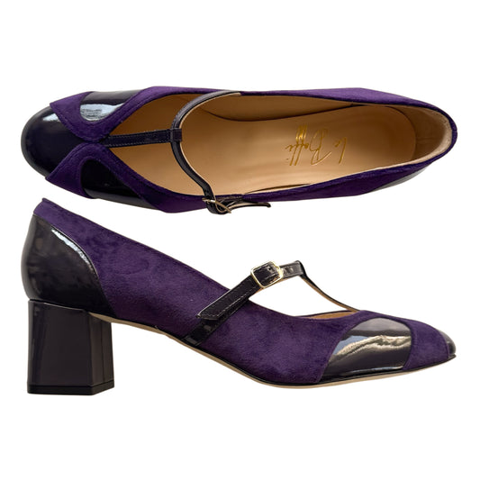 Vittoria Ballerina a punta tonda in velluto e vernice viola 55