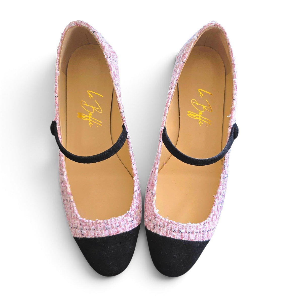 Emma tonda in bouclè rosa e nero