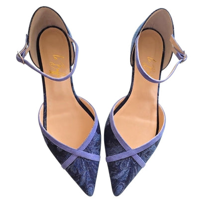 Alice in tessuto broccato blu