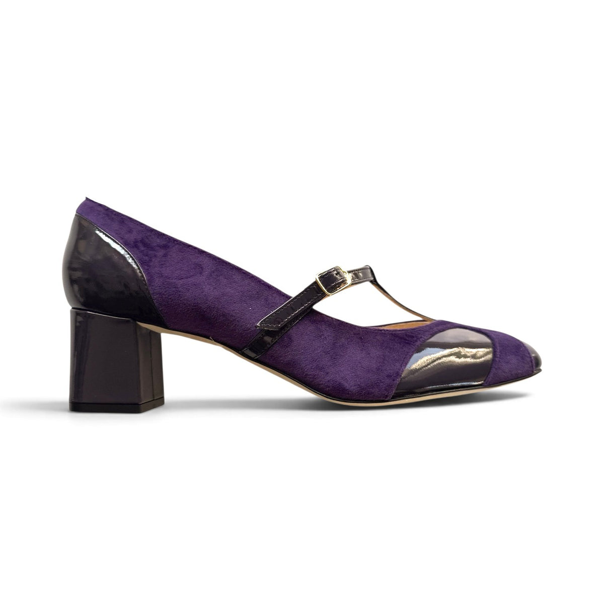 Vittoria Ballerina 55 a punta tonda in velluto e vernice viola