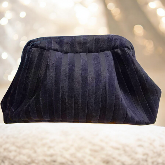 Mini Boffina Bag in velluto a righe blu