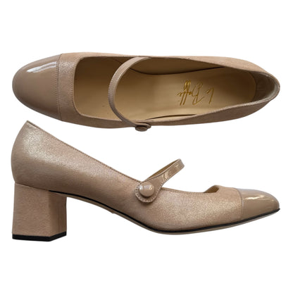 Emma ballerina tonda in pelle glitterata e vernice nude 55