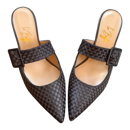 Ginevra mule 55 in dama di raso grigia