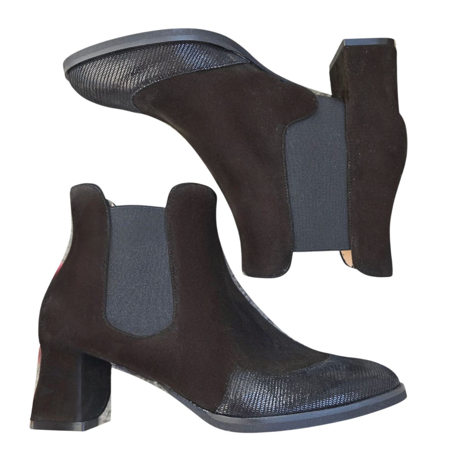 Alberta 55 in camoscio nero e rettile nero