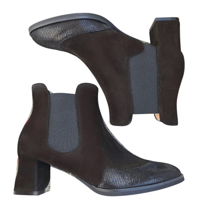 Alberta 55 in camoscio nero e rettile nero