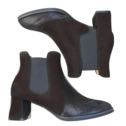 Alberta 55 in camoscio nero e rettile nero