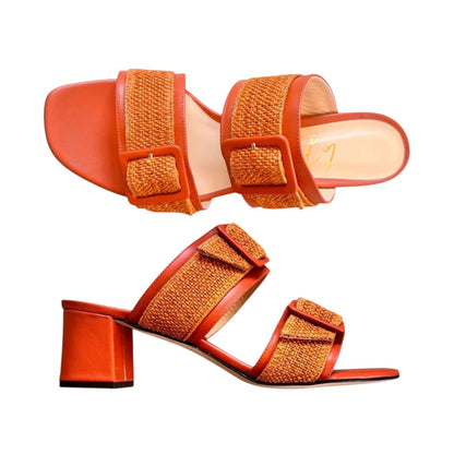 Sandalo Bianca in rafia mattone
