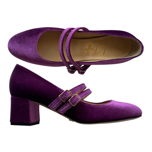 Elisa ballerina a punta tonda in velluto ultraviolet 55