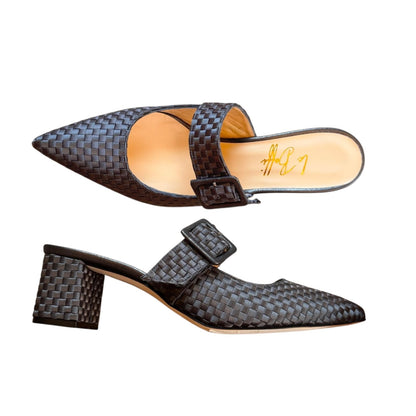 Ginevra mule 55 in dama di raso grigia