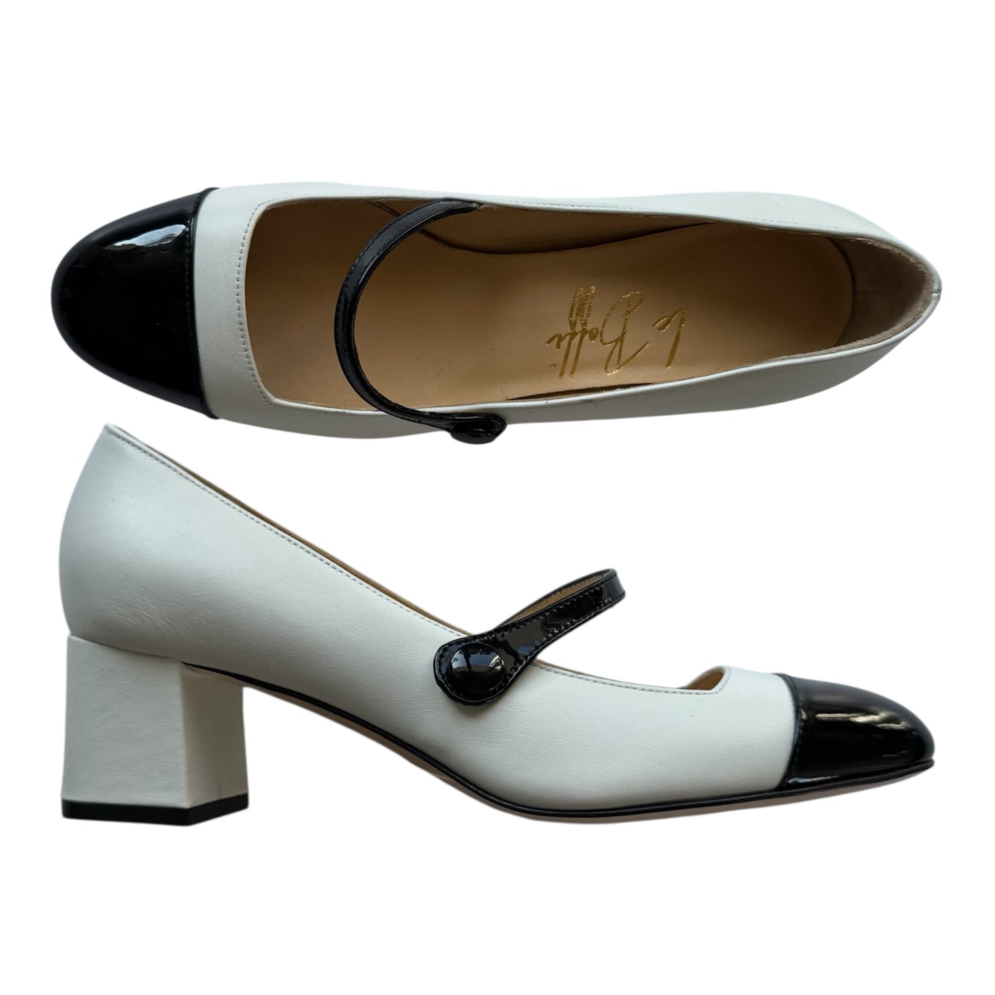 Emma tonda 55 in pelle ghiaccio e vernice nera