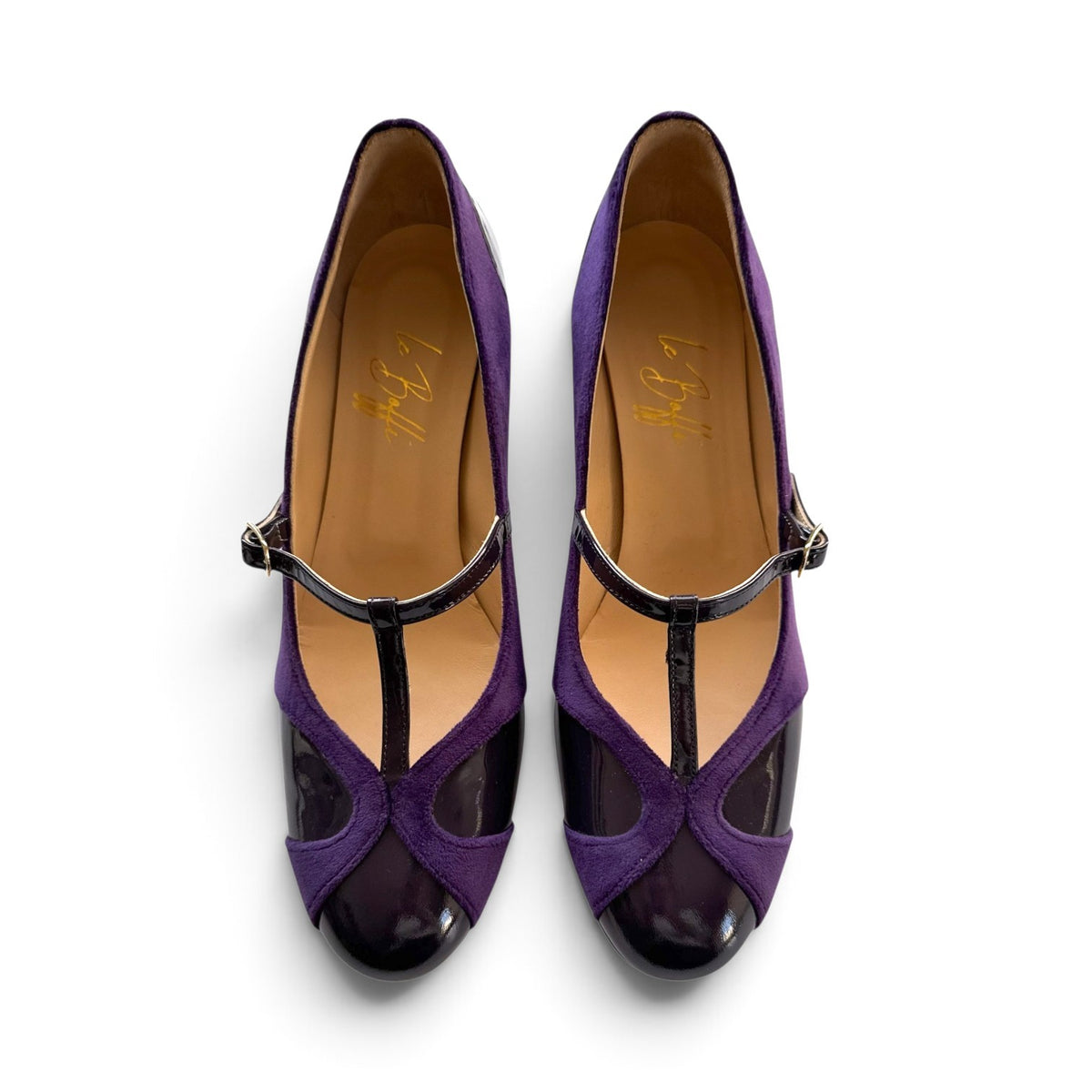 Vittoria Ballerina 55 a punta tonda in velluto e vernice viola