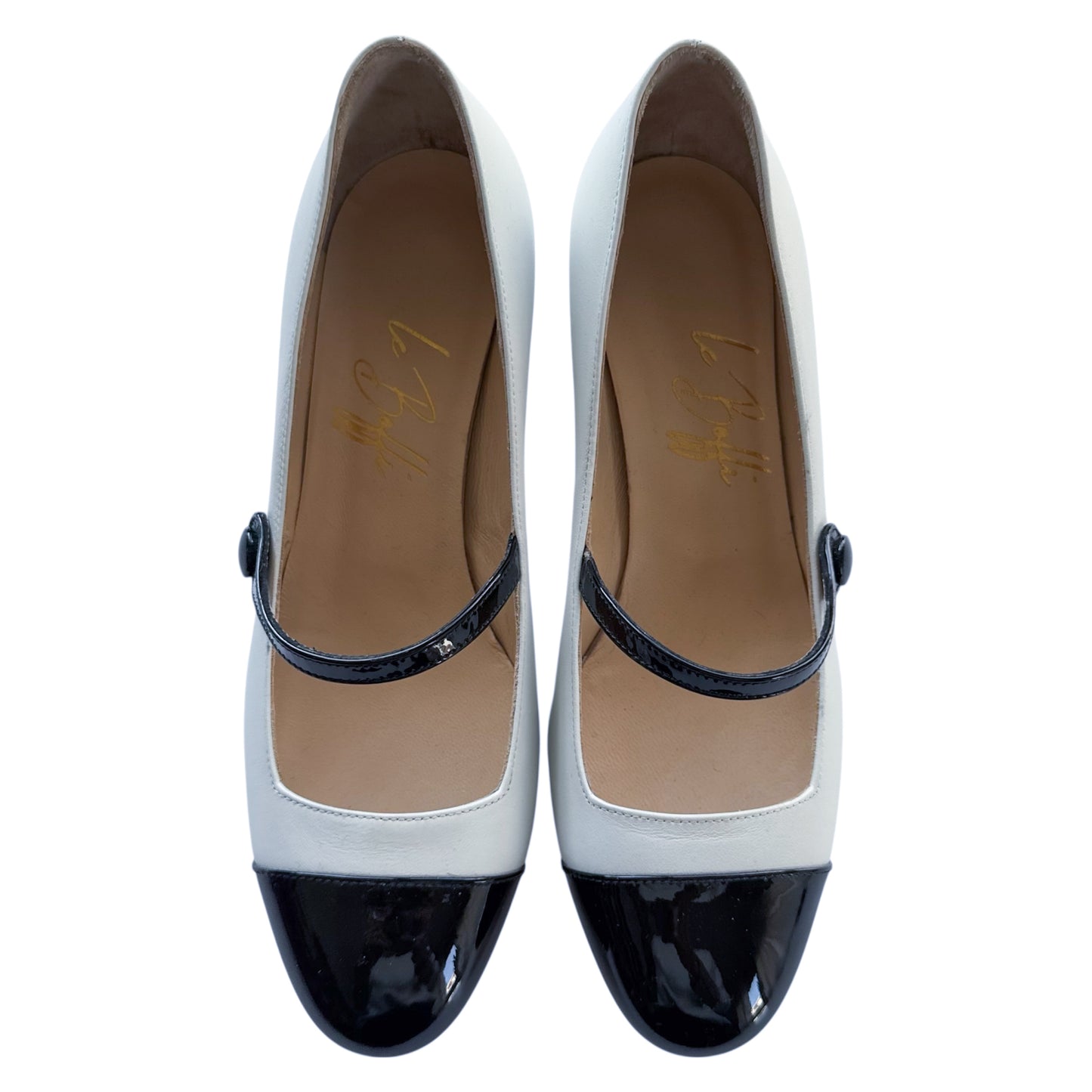 Emma tonda 55 in pelle ghiaccio e vernice nera