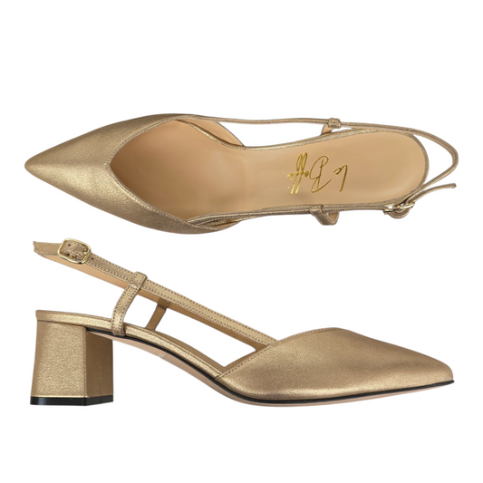 Gaia slingback in pelle oro caldo