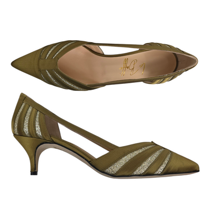 Giorgia 55 in raso olio e glitter dorato